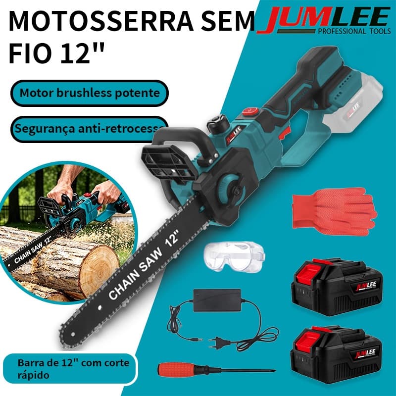 Motosserra Elétrica 68V 2 em 1 Telescópica Motor Brushless 12" Bivolt + 2 Baterias Recarregáveis Profissional