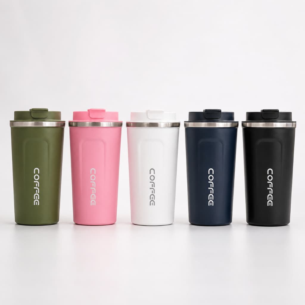 Copo Térmico Aço Inox para Café 500ml Antivazamento Portátil Tampa Vedação Chá Quente