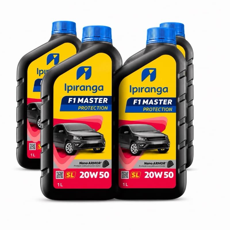 Óleo 20W50 Ipiranga F1 Master Protection SL Kit 4 Litros Lubrificante Motor Flex Gasolina Etanol GNV