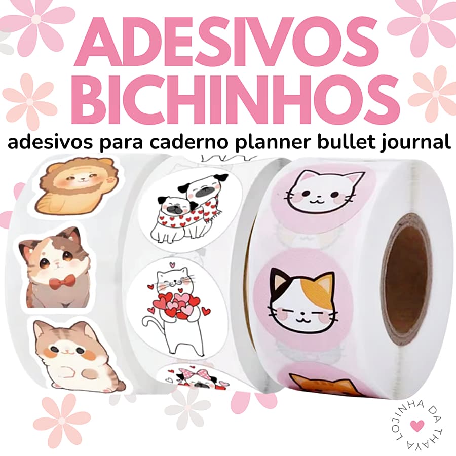 adesivos bichinhos desenho decoração planner bujo bullet journal