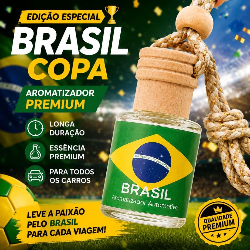 Aromatizador Automotivo Brasil Copa Cheirinho Para Carro Premium Longa Duração