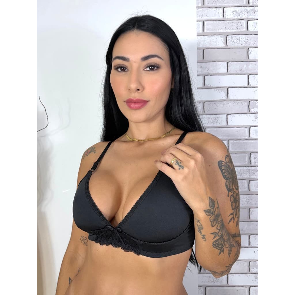 kit 3 Soutien Sutiã sem bojo sutia Conforto Confort sustentação alça Plus Size Detalhe Renda