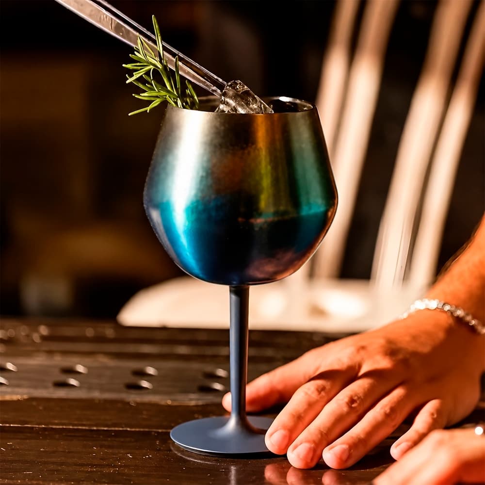 410ML Taça Copo Térmico De Aço Inoxidável 2 Em 1 Para Gin Vinho Drink Bebidas 14oz
