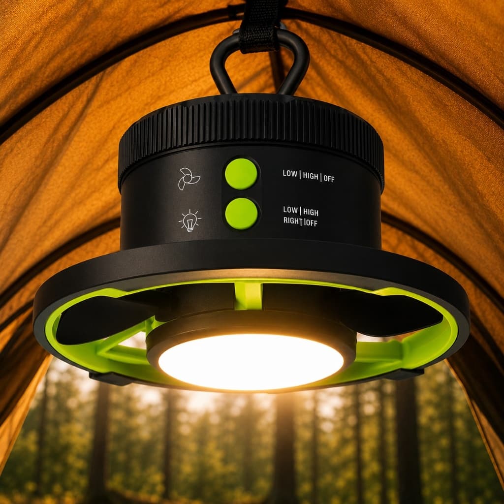 Ventilador de Barraca Luz LED Lâmpada Lampião com USB Acampamento Portátil Power Bank