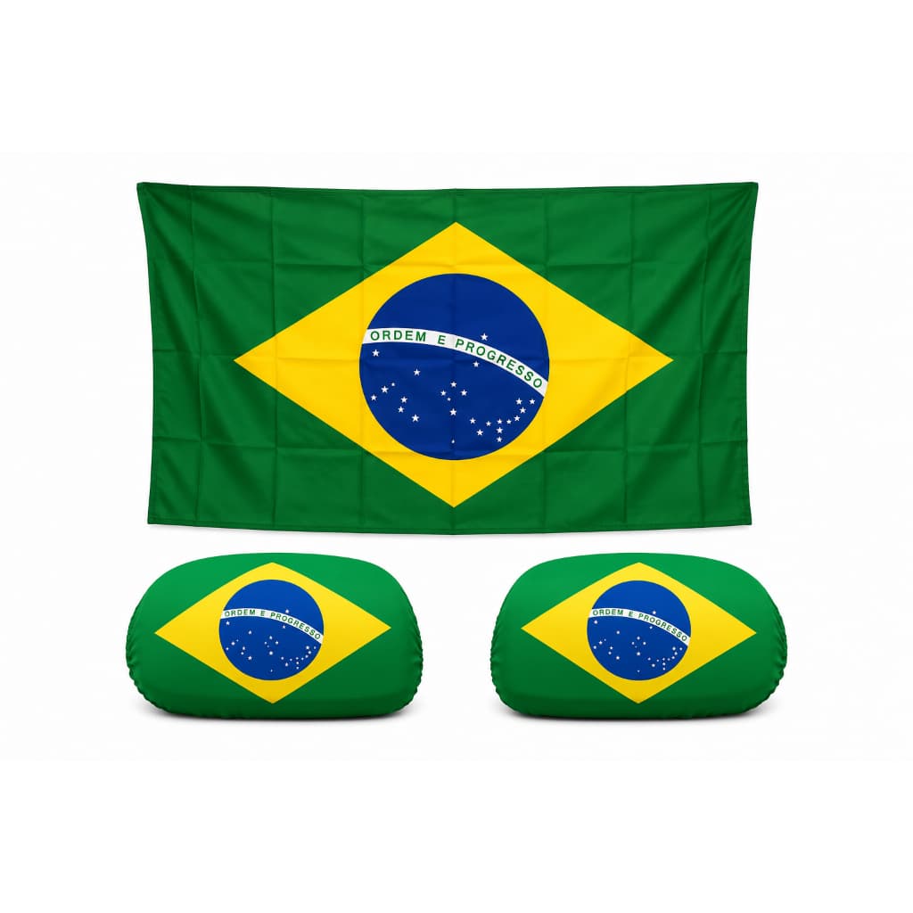 Kit Torcedor Brasil Capa Bandeira, Capa Retrovisores Carro Kit Copa Bandeira Nacional e Retrovisores