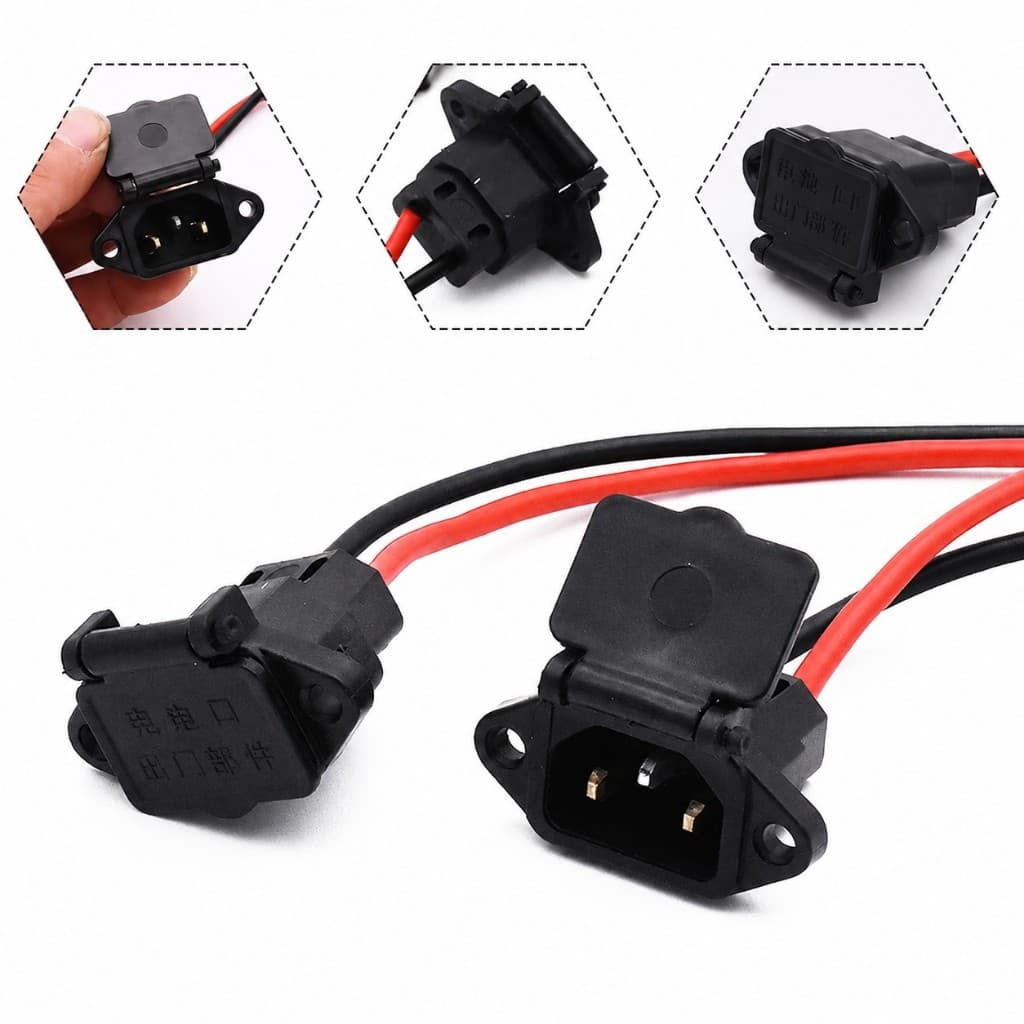 Cabo Conector de Carregador Bateria Scooter Bicicleta Elétrica Tomada Citycoco