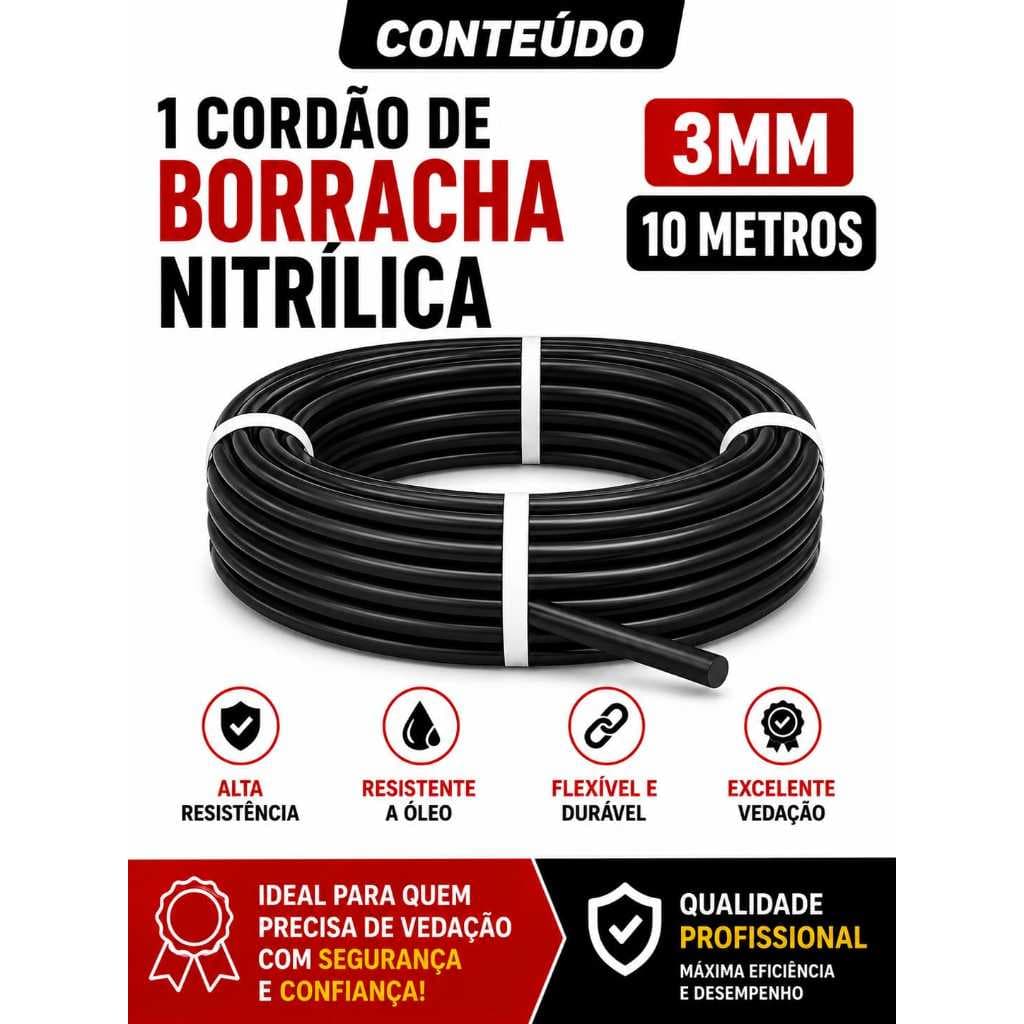 Cordão Borracha Nitrilica Nbr 3mm Vedaçao/oring 10 Mts