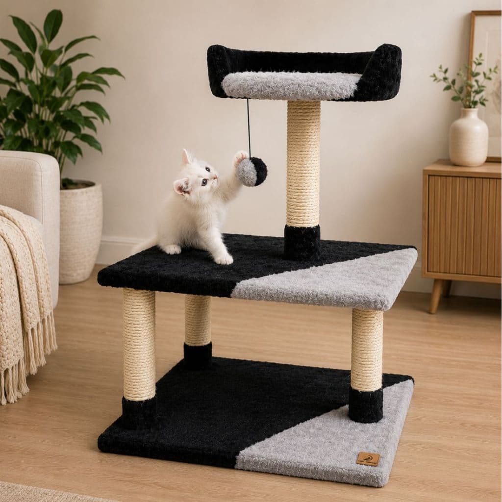 Arranhador Para Gatos Com Banco E Brinquedo