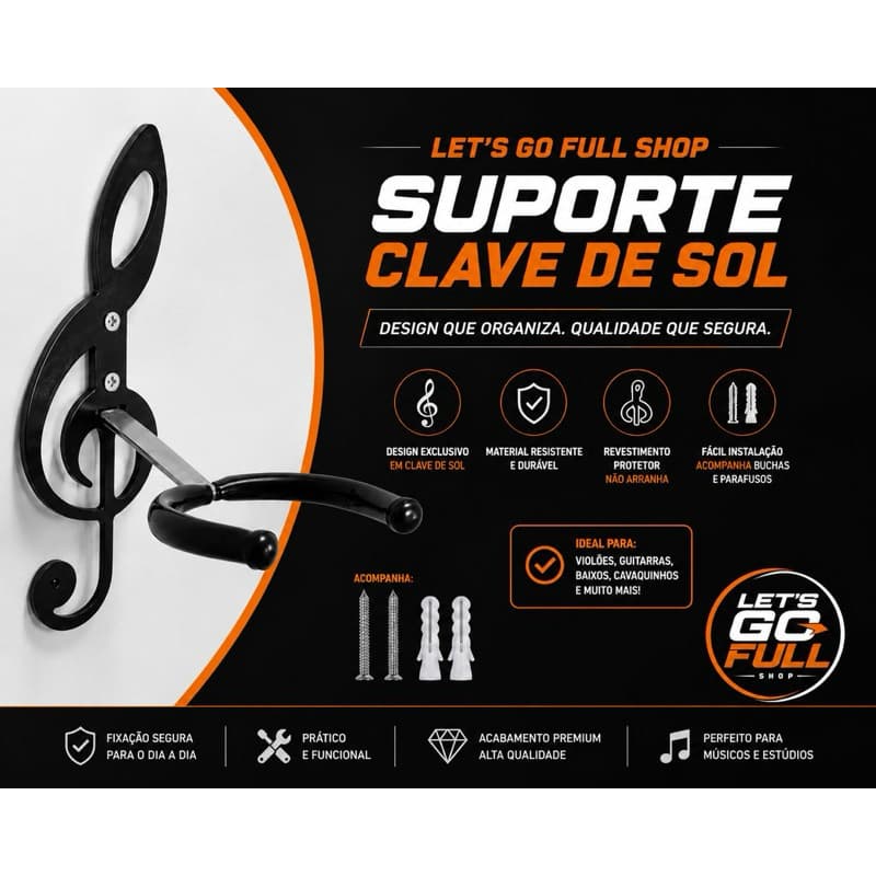 Suporte de violão preto para Violão, Guitarra, Ukulele, Baixo…