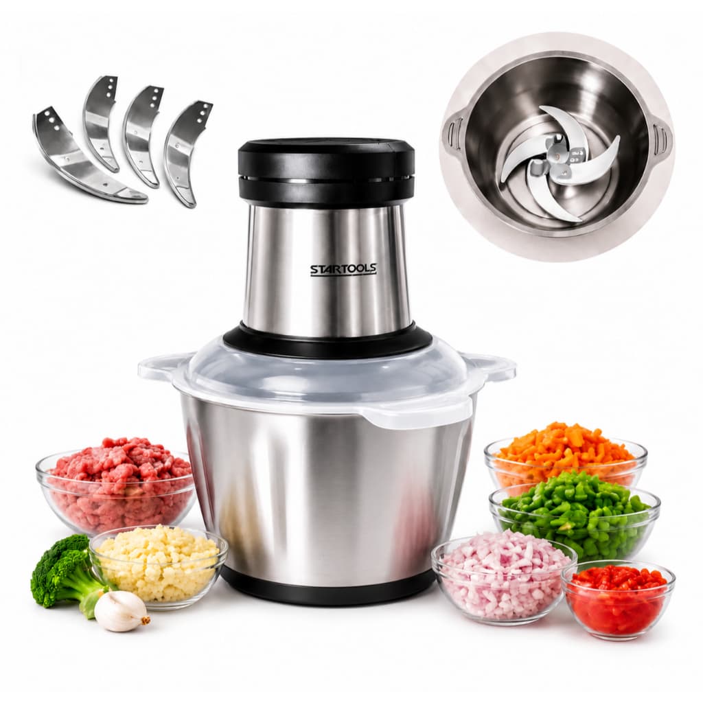 Processador Eletrico Triturador Cortador 2 Litros Grande Gourmet Inox 200w Potente Verdura Carne Frutas