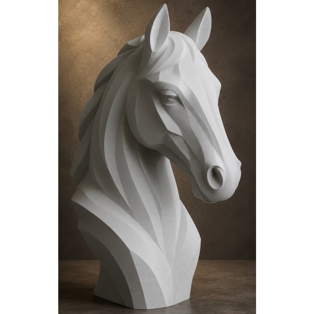 Busto Decorativo de Cavalo Geométrico – 18 x 12 x 7 cm