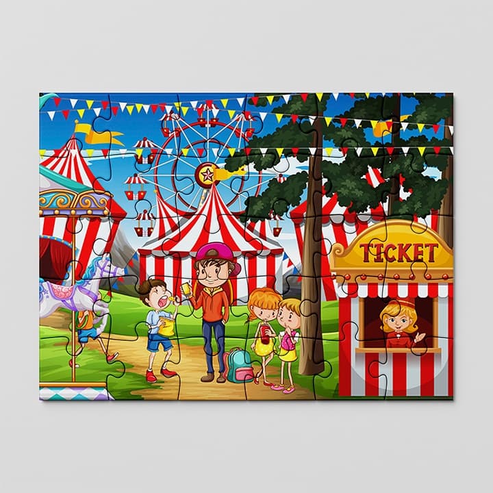 Quebra cabeça personalizado Circo | 24, 40  e 70pçs | MDF | Sublime Fantasia
