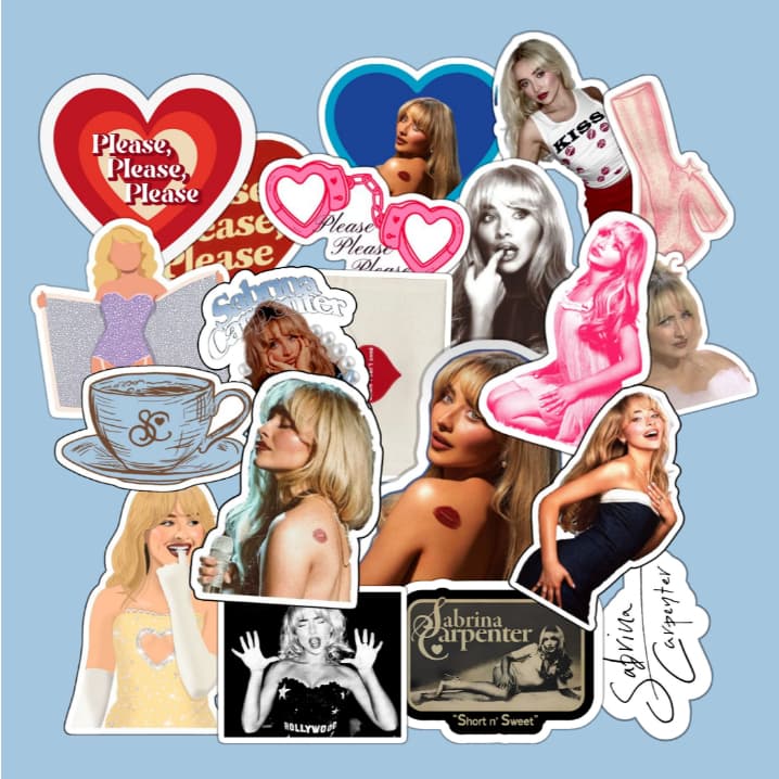 Pac 20 Stickers Sabrina Carpenter Para Colagem e Personalização Capinhas Kindle Journal