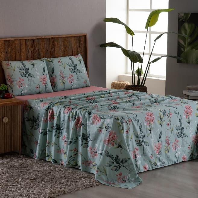 Jogo De Lençol Queen 4  peças Estampado 400 Fios