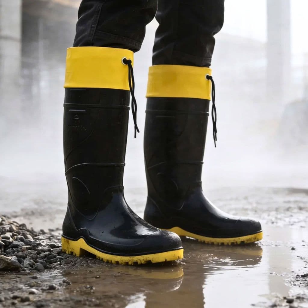 Bota Borracha Polaina Galocha Pvc Impermeável Masculina Feminina Cadarço Forro Epi Jardim Trabalho