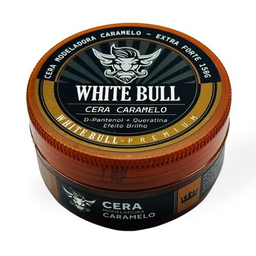 Pomada Modeladora Cabelo Masculino White Bull 150g Caramelo Alta Fixação Sem Resíduos