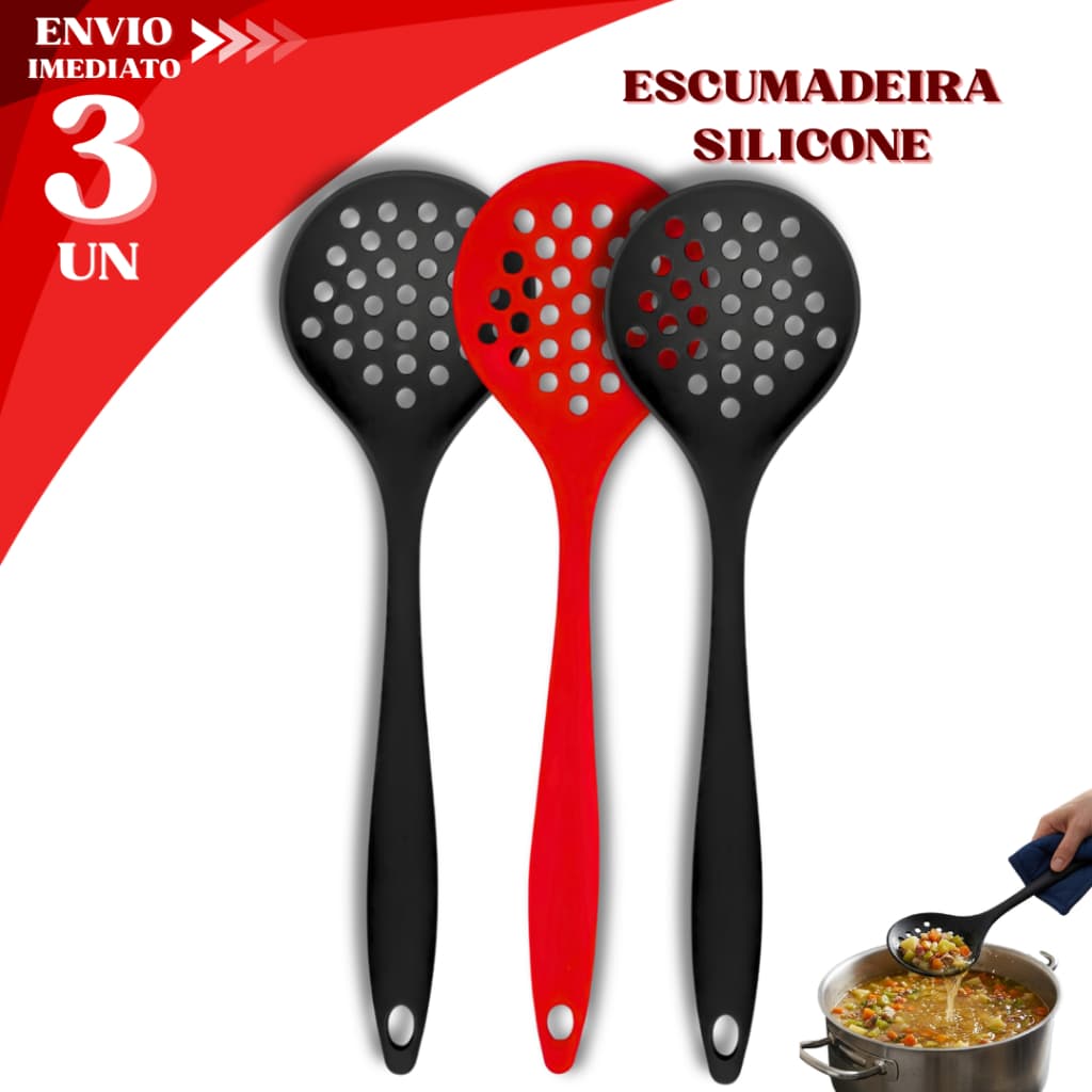 Escumadeiras de Silicone 3/ 2 ou 1 Unids Vazada Fritura Restaurante Cozinha Utensílios Prático