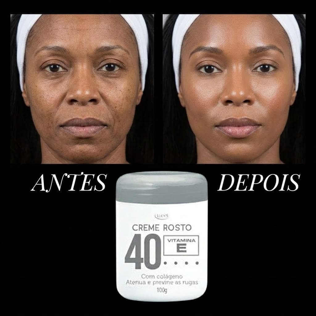 Creme Rosto 40 com Colágeno e Vitamina E Antirrugas Creme para Rugas Lucy"s - 100g.