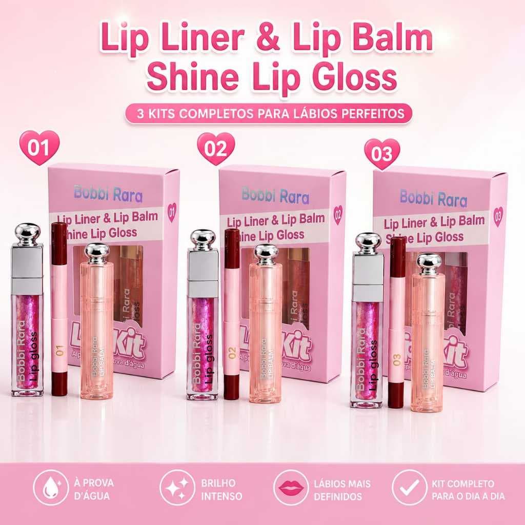 LIP LINER & LIP Balm Shine 3 em 1 Bobbi Rara Batom + Lápis + Gloss Original