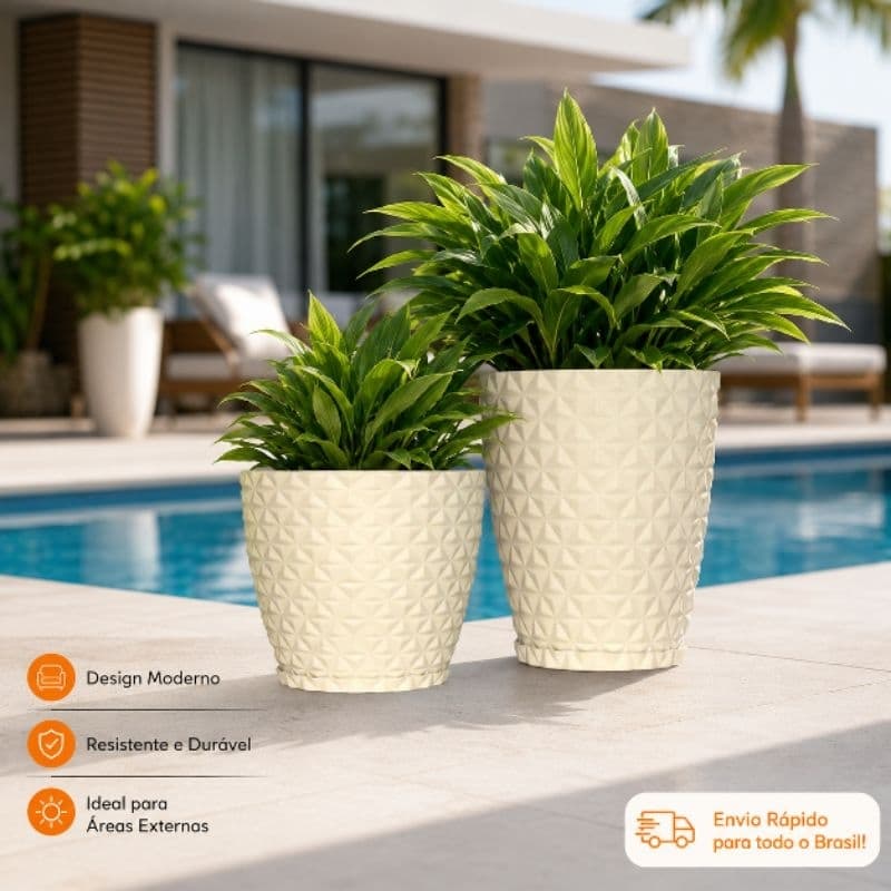 Vaso para Plantas Kit 2 Vasos Coluna Bojo Diamante N°0 + N°1 Para Plantas