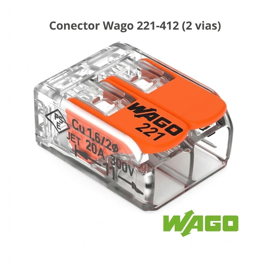 Kit 10 Conector WAGO 221-412 2 Vias 450 V 32A Emenda Rápida