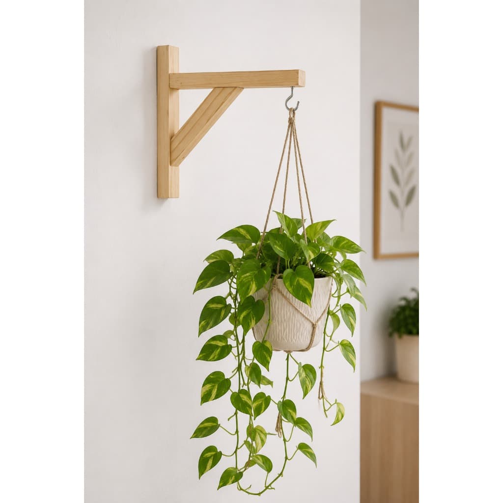 Suporte para Planta Suspensa Madeira Pinus 20x20 cm Vaso Pendente Cachepô Macramê