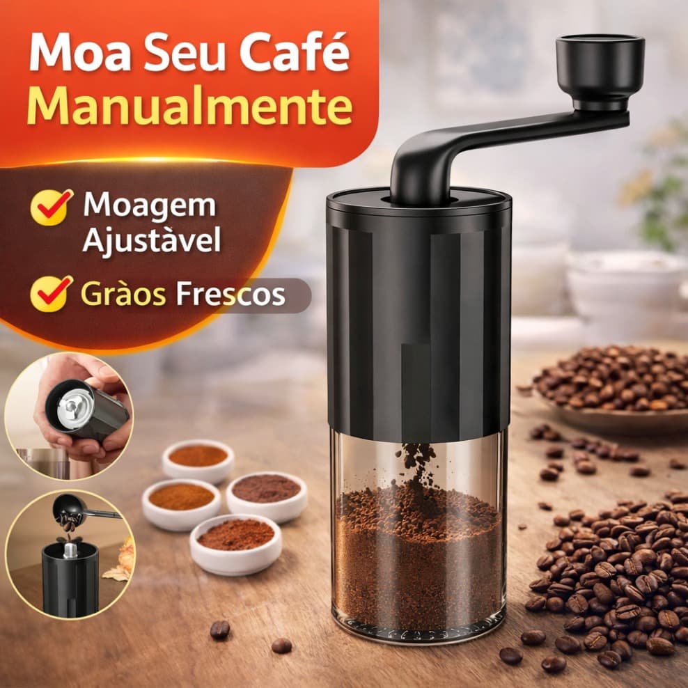 Moedor de café manual Moinho manual para grãos de café ajustável finura moagem portátil sem energia