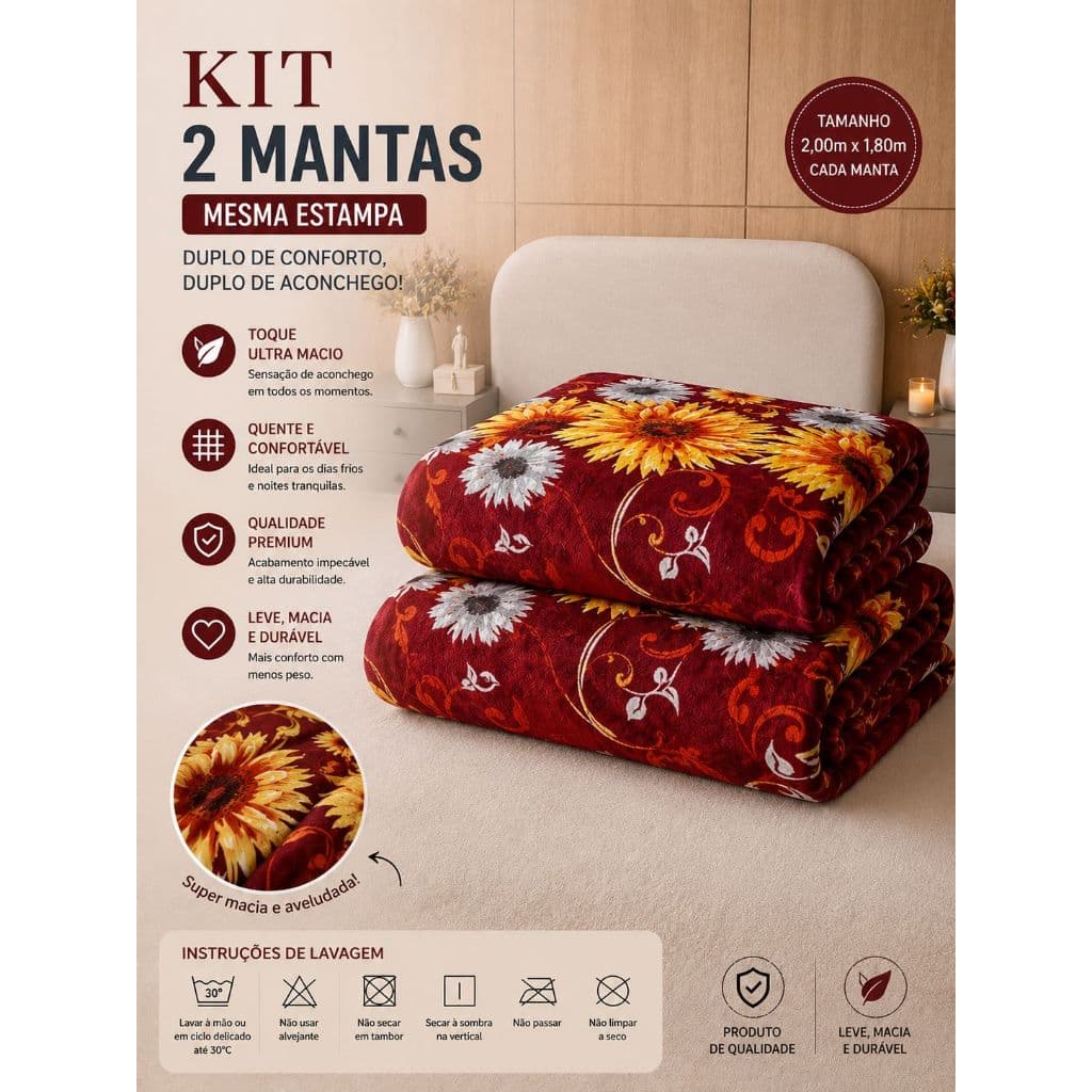 Kit 2 Mantas Cobertor Pele De Pato Fofão 2,00m x 1,80m Fofinha Quentinha Aveludada Promoção