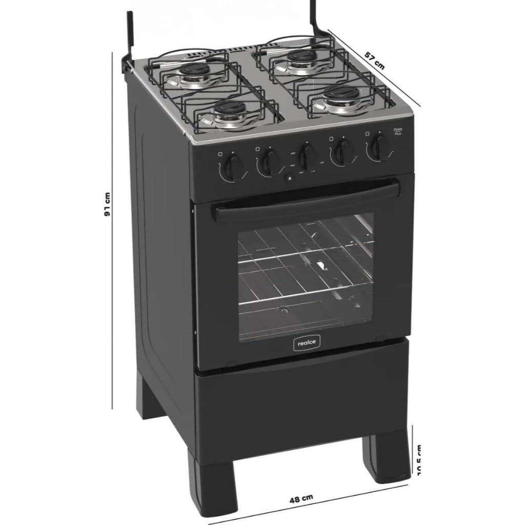Fogão De Piso Ares 4 Bocas Mesa Inox Realce