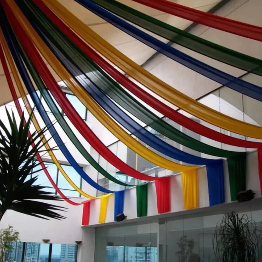 5M de Tecido para Decoração e Festas Helanca Lisa Profissional Dobrável Lavável Várias Cores