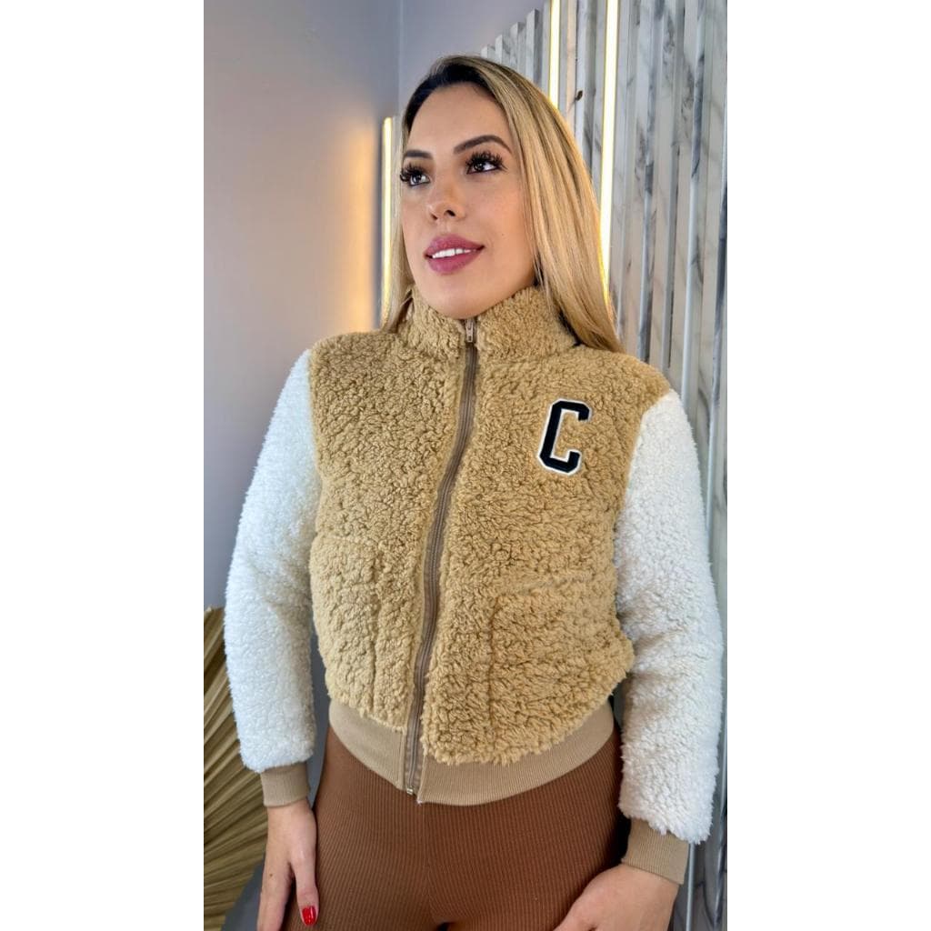 Jaqueta Teddy Feminina Sherpa Peluciada Premium com Zíper | Quentinha para Inverno
