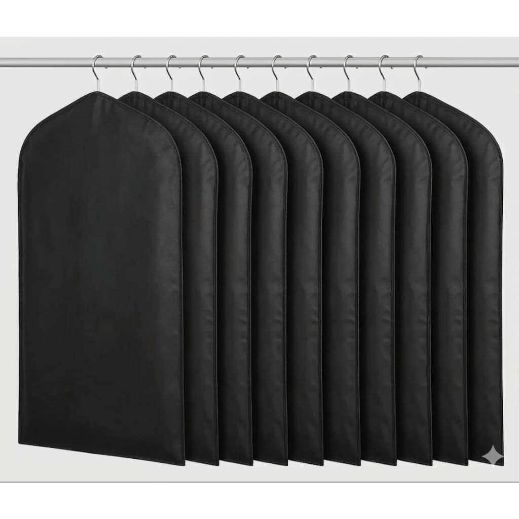 Kit 10 Capas Para Terno Jaqueta em TNT preto Anti mofo Organizador Impermeável para guarda roupa Gardenia Jalecos
