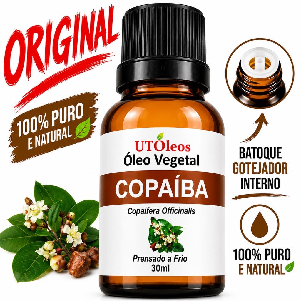 Óleo Vegetal Copaíba 100% Puro Original Copaifera Officinalis 30ml Legítimo Massagem Corpo E Pele