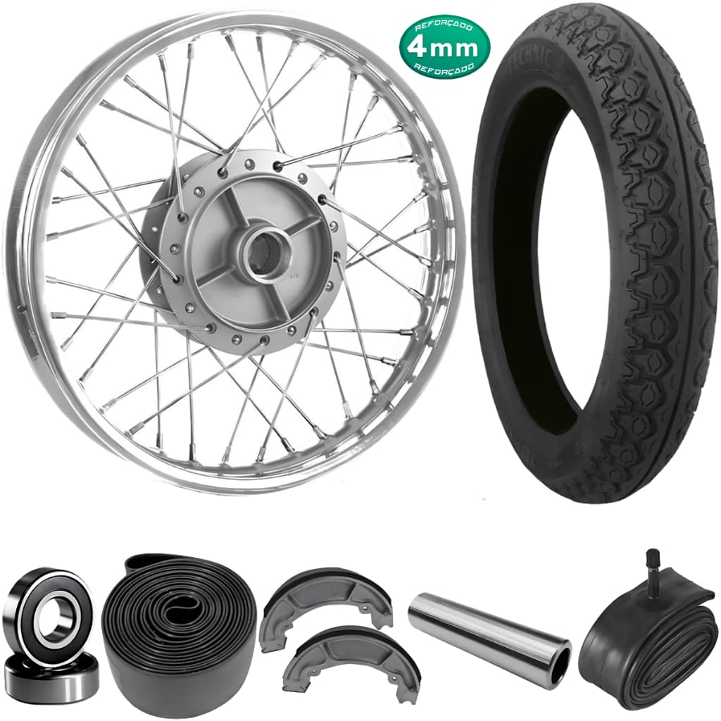 Roda Traseira Completa Biz 100/125 4mm Alinhada Montada