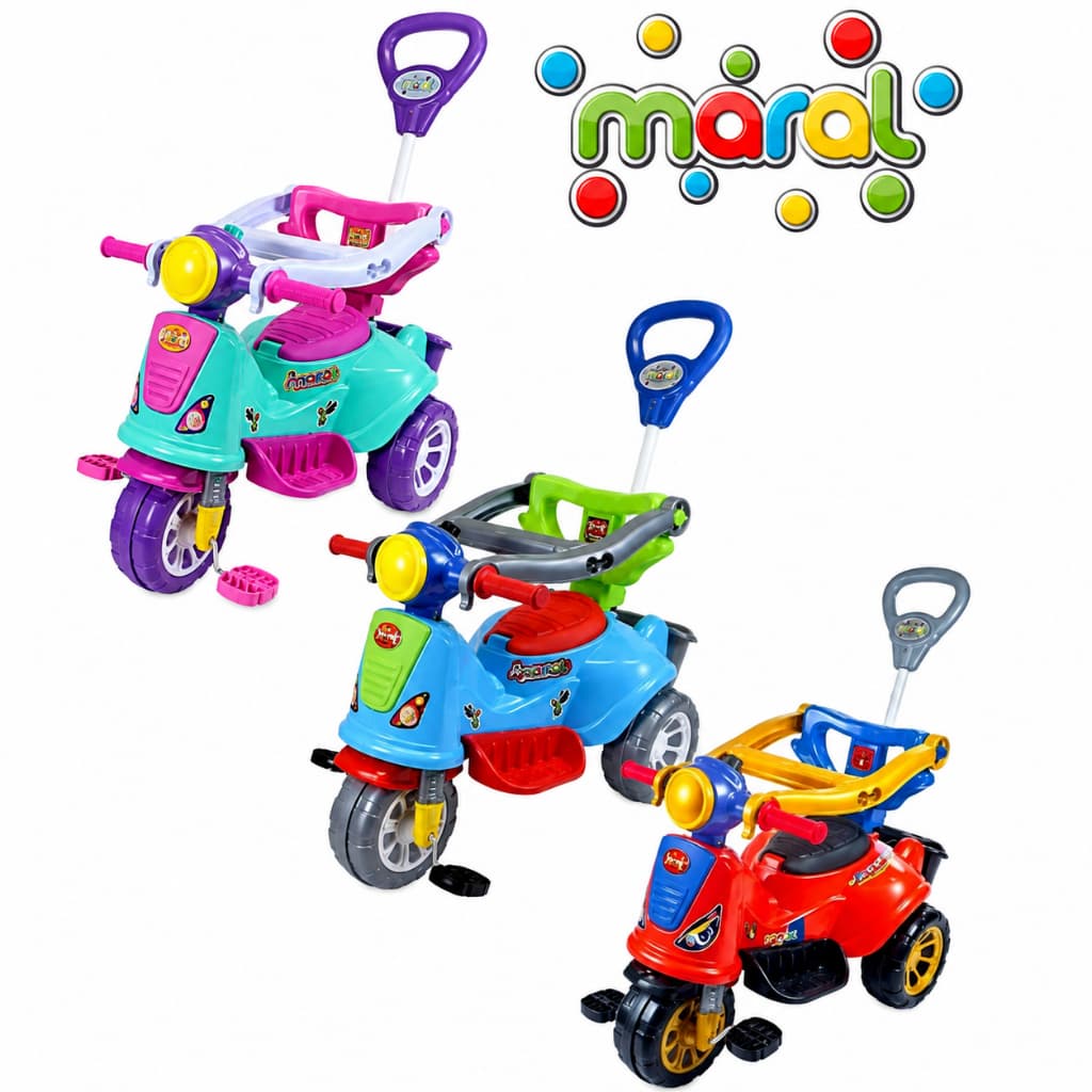 Triciclo Infantil Passeio Pedal 2 Em 1 Motoca, Escolha Avespa, Spider, Pink, Colorida, Menino Menina