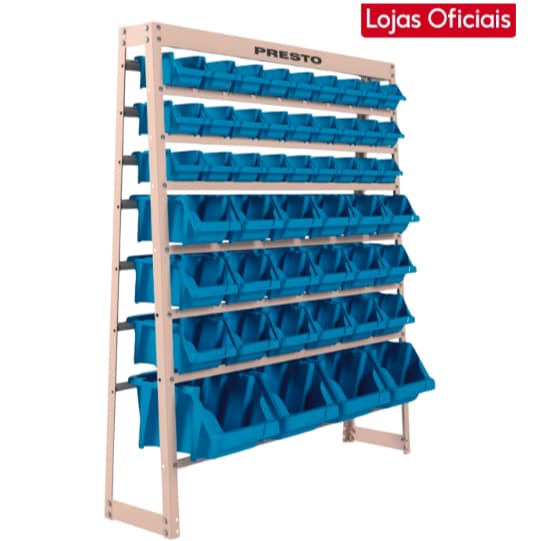 Estante Gaveteiro Organizador Com 49 Gavetas Azul Presto Estrutura Metálica Parafusos Oficina Aço