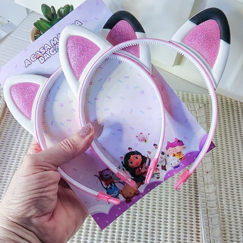 Kit Com 2 Tiaras da Casa Mágica Gabby com Orelhas Emborrachadas, Inquebrável | Alta Qualidade