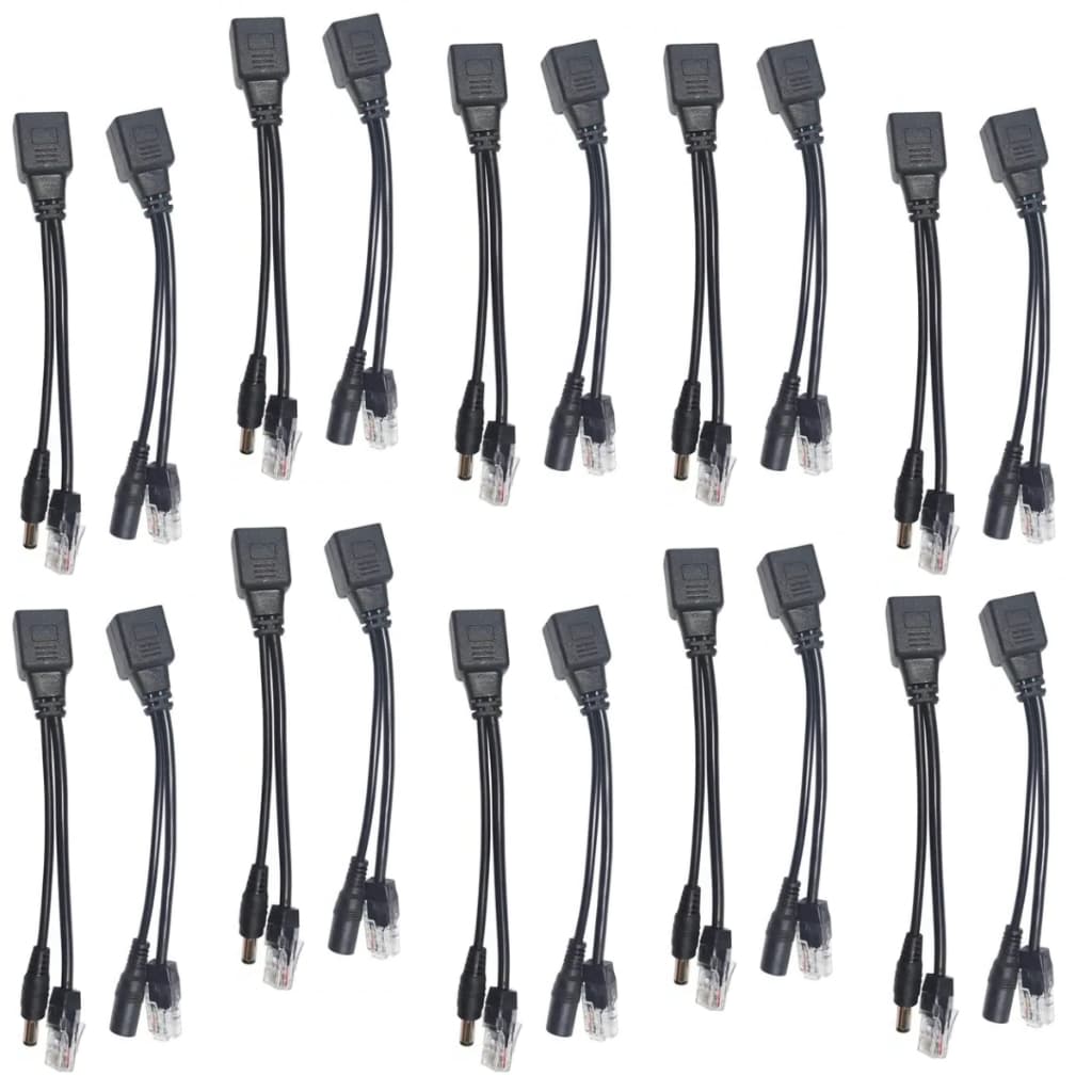 Kit 10 Pares Cabo Adaptador Poe Rj45 12v 2a Ethernet Até 30m