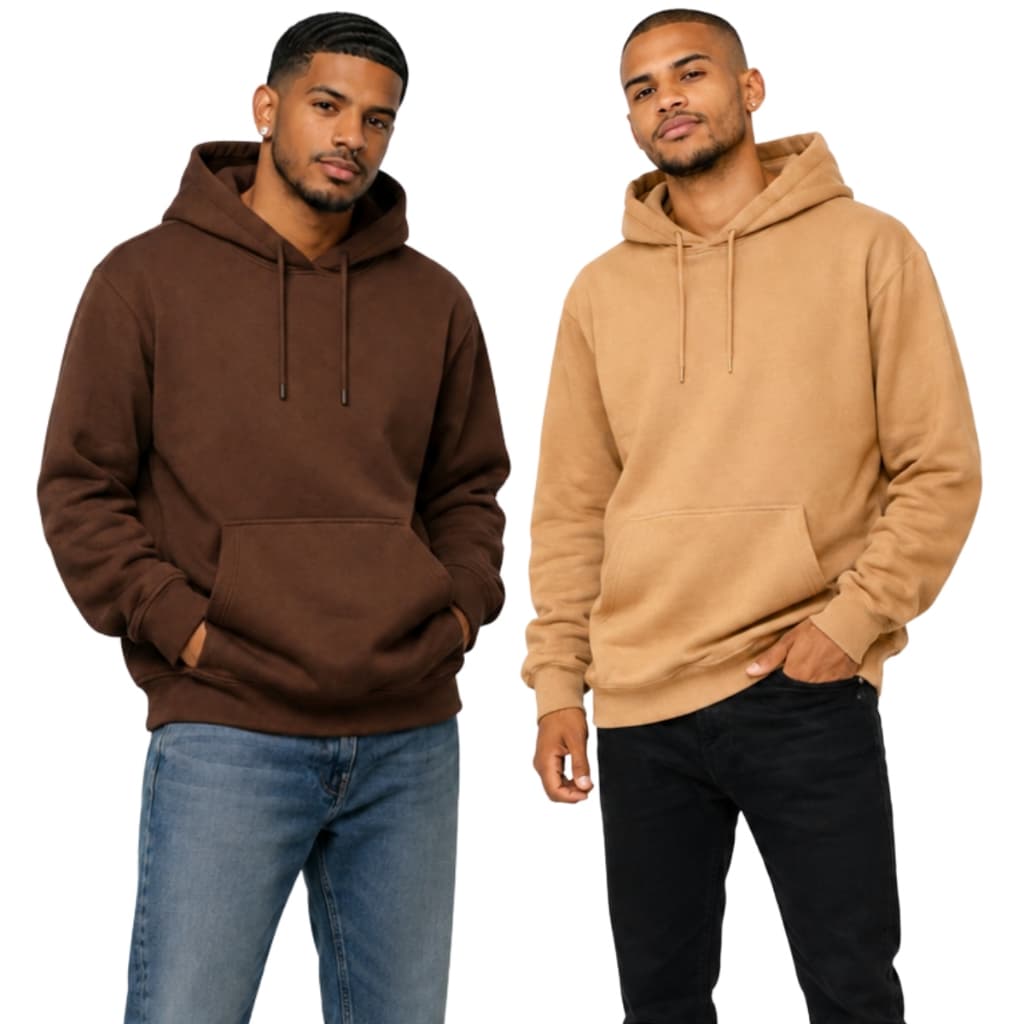 Kit 2 Moletons Unissex Lisos Modelo Canguru Com Capuz Masculino E Feminino