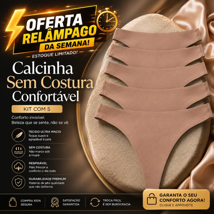 5 Calcinhas Fio Dental Sem Costura Tecido Premium Confortável