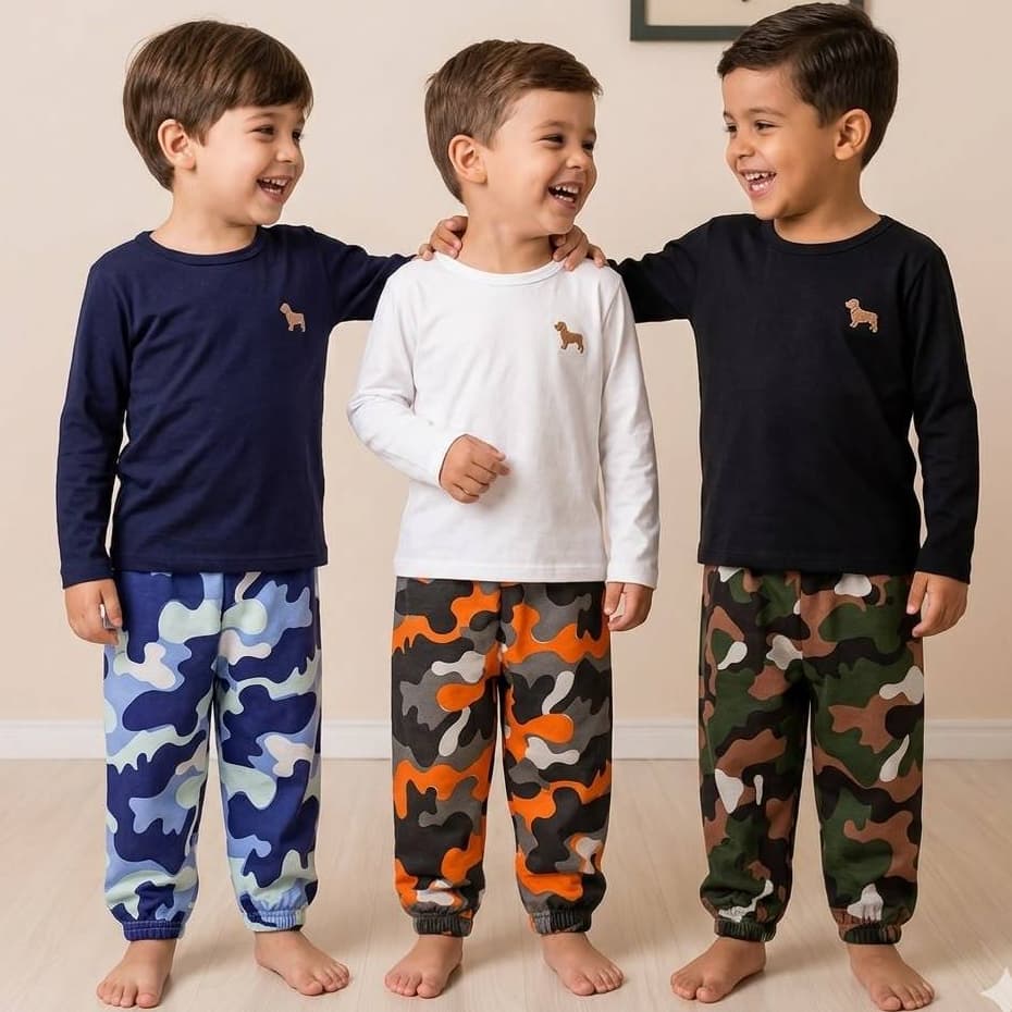 Calça Jogger infantil em moletom careca camuflado ou liso menino tamanho 1 ao 10