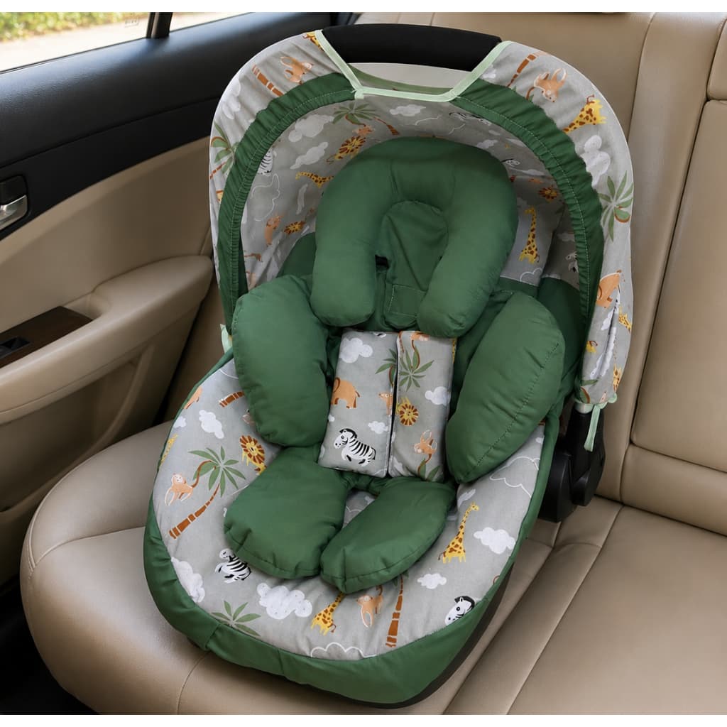 Kit 100% Algodão Capa Bebe Conforto Capota Protetores de Cinto Almofadinha e Apoio Redutor
