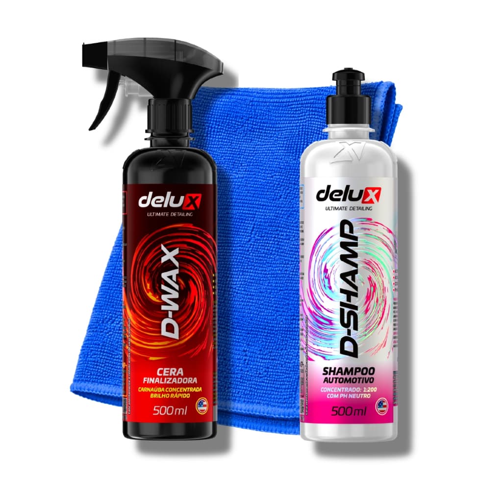 Kit Lavagem Externa Estética Automotiva Delux Shampoo Cera Finalizadora Carnauba