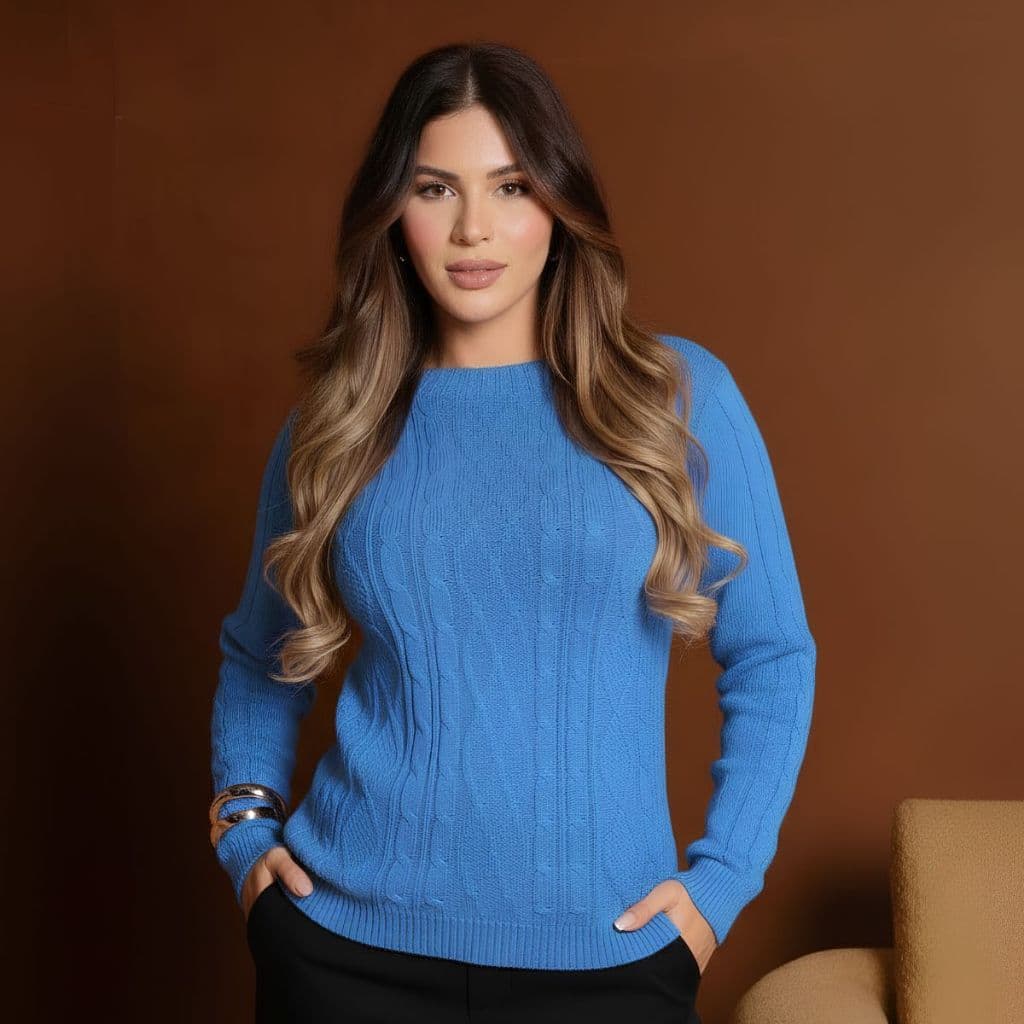 Blusa feminina Sueter Tricot Trança Confortável Estilosa Inverno Agasalho Frio Casaco trabalho Casual