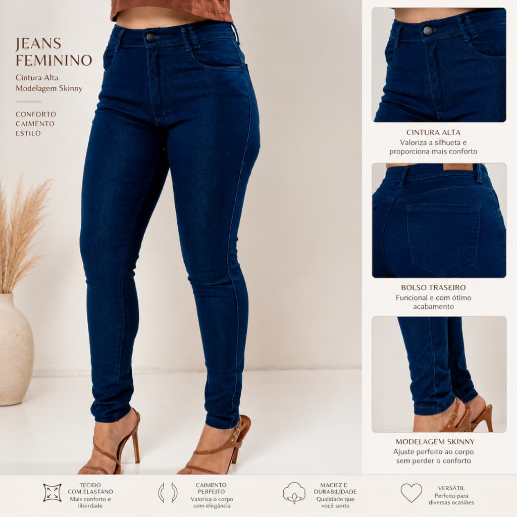Calça Feminina Preta Slim Com Lycra Cigarrete Feminina Black - jeans premium - ENVIO IMEDIATO