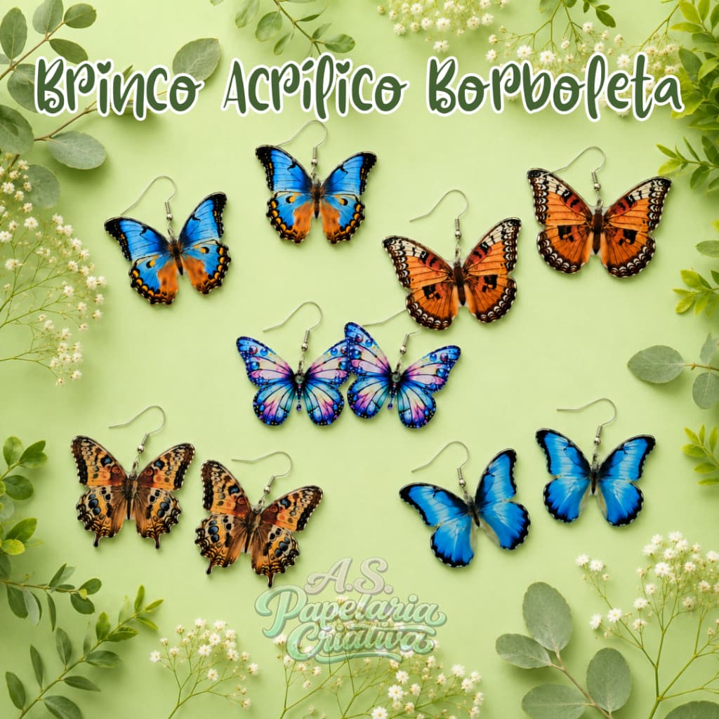 Brinco Borboleta Acrílico Feminino Colorido Leve Delicado  – Vários Modelos
