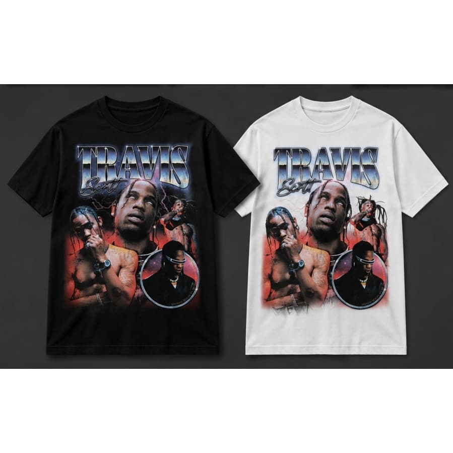 Camiseta Masculina Estampa Estilo Travis Scott Rap Trap Vintage Streetwear Oversized