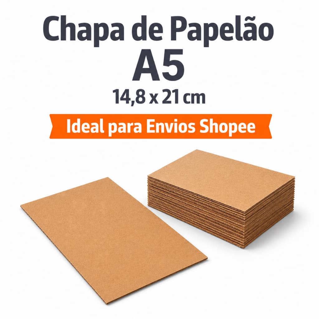 Kit 250 Chapas De Papelão A5 14,8x21cm Papelão Pardo Para Embalagem Proteção Artesanato