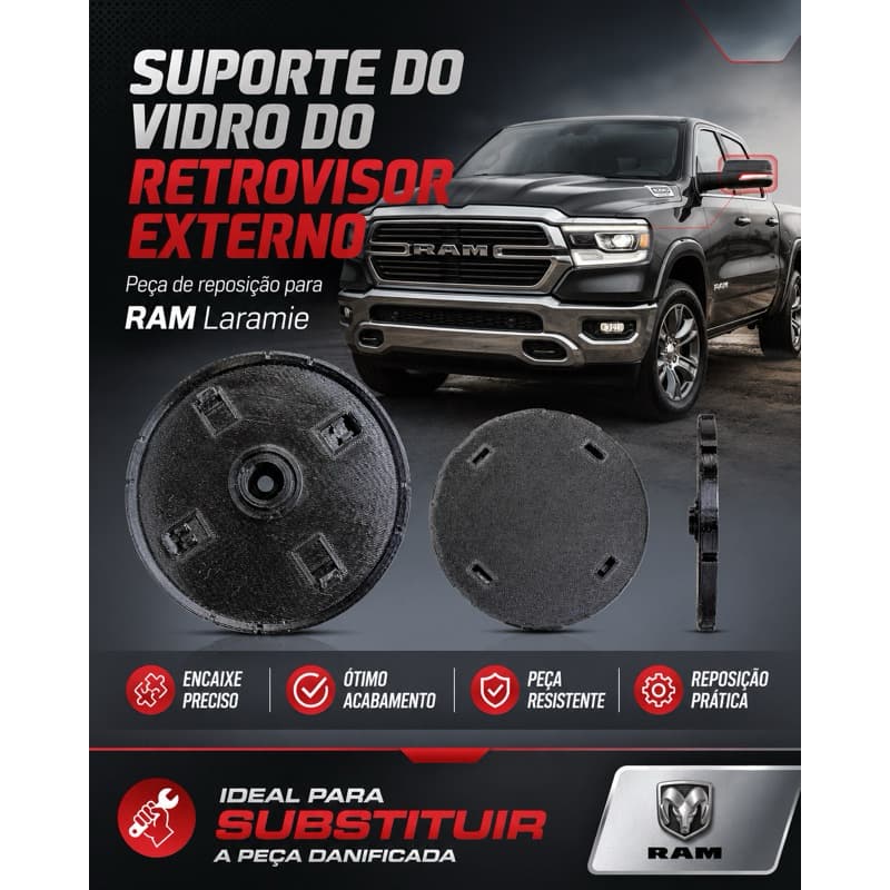 Suporte do Vidro do Retrovisor Externo RAM Laramie – Peça de Reposição