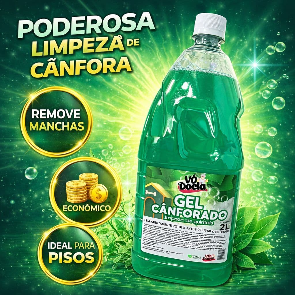 Gel de Limpeza Vódocia 2L com Cânfora Para Ambientes com Cachorro Elimina Mau Cheiro Limpa Sem Irritar a Pele